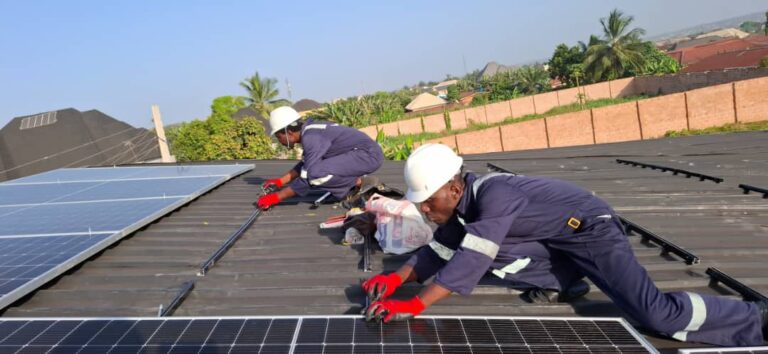 Corustar installation team mounting solar panels on a rooftop