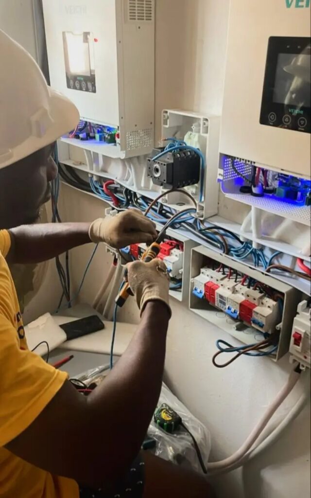 Technician wiring protection devices for a solar power system